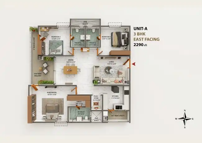 3 BHK Floor Plan