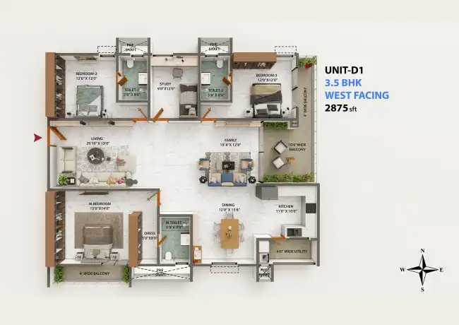 3.5 BHK Floor Plan